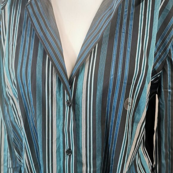 New York & Company Funky Stripe Button Down Top - Picture 2 of 4